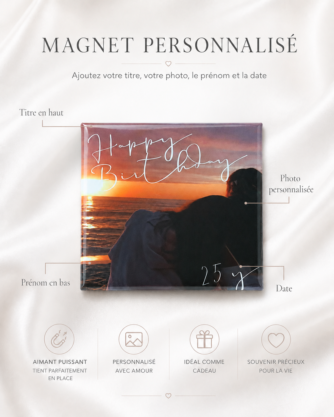 Magnet en aluminium - Birthday