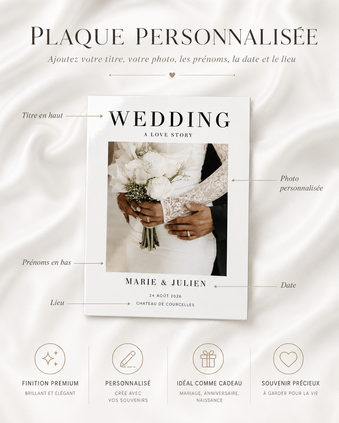 Plaque en aluminium - Wedding White