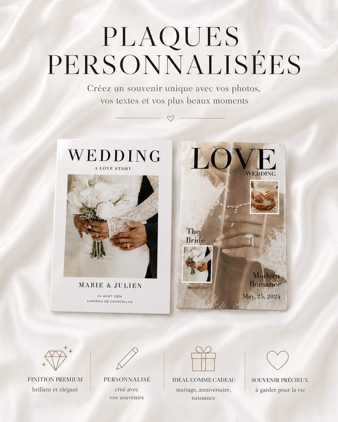 Plaque en aluminium - Wedding White